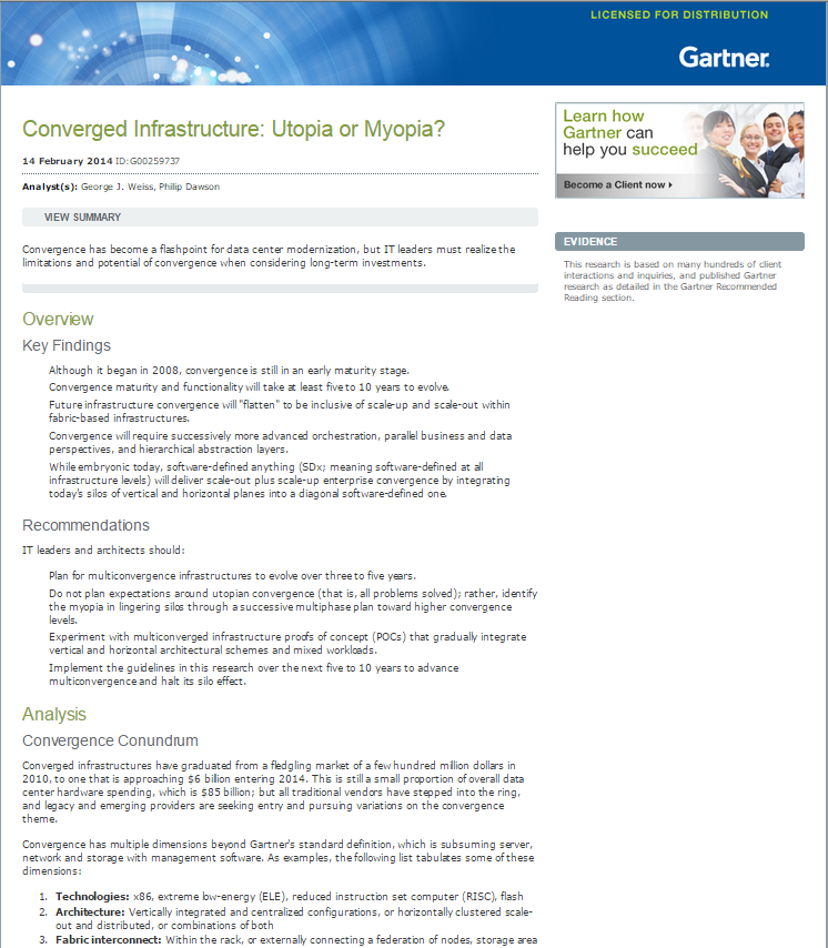 Gartner: Converged Infrastructure: Utopia or Myopia?